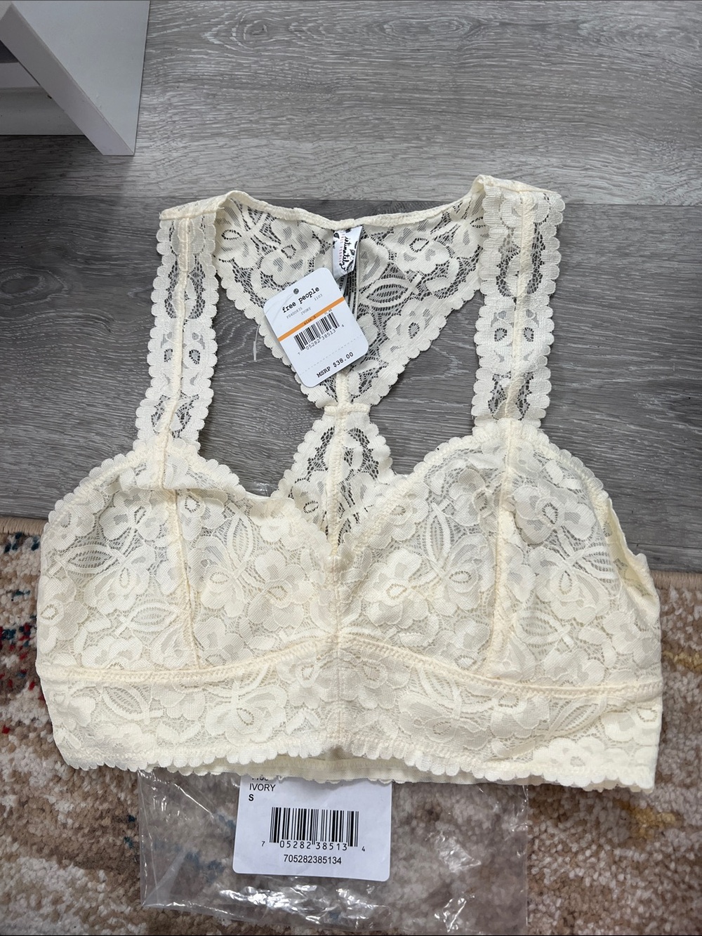 Free People Ivory Lace Racerback Bralette